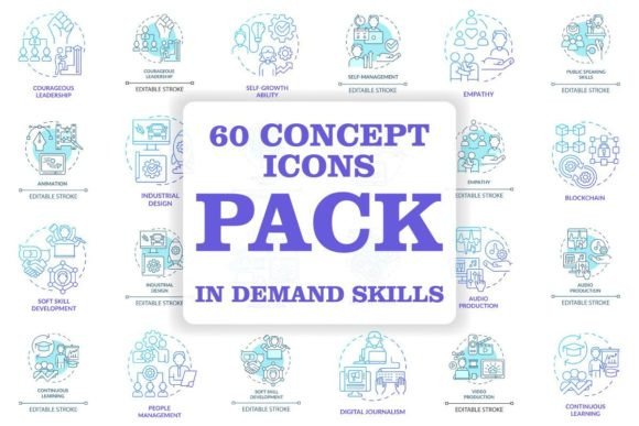 In Demand Skills Concept Icons Bundle: A Visual Toolkit for Modern Professionals
